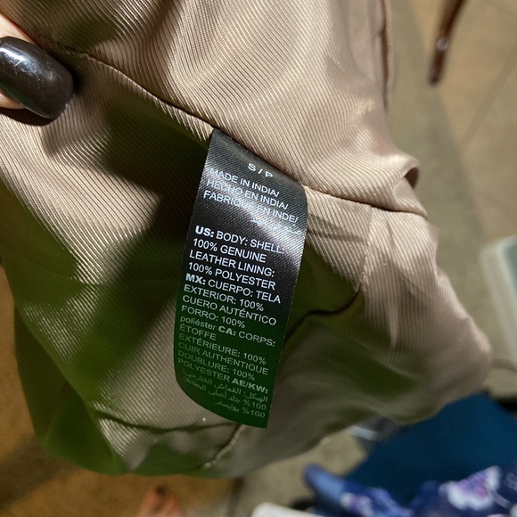 RARE White House Black Market Leather Metallic Moto Style Jacket - Picture 6 of 6